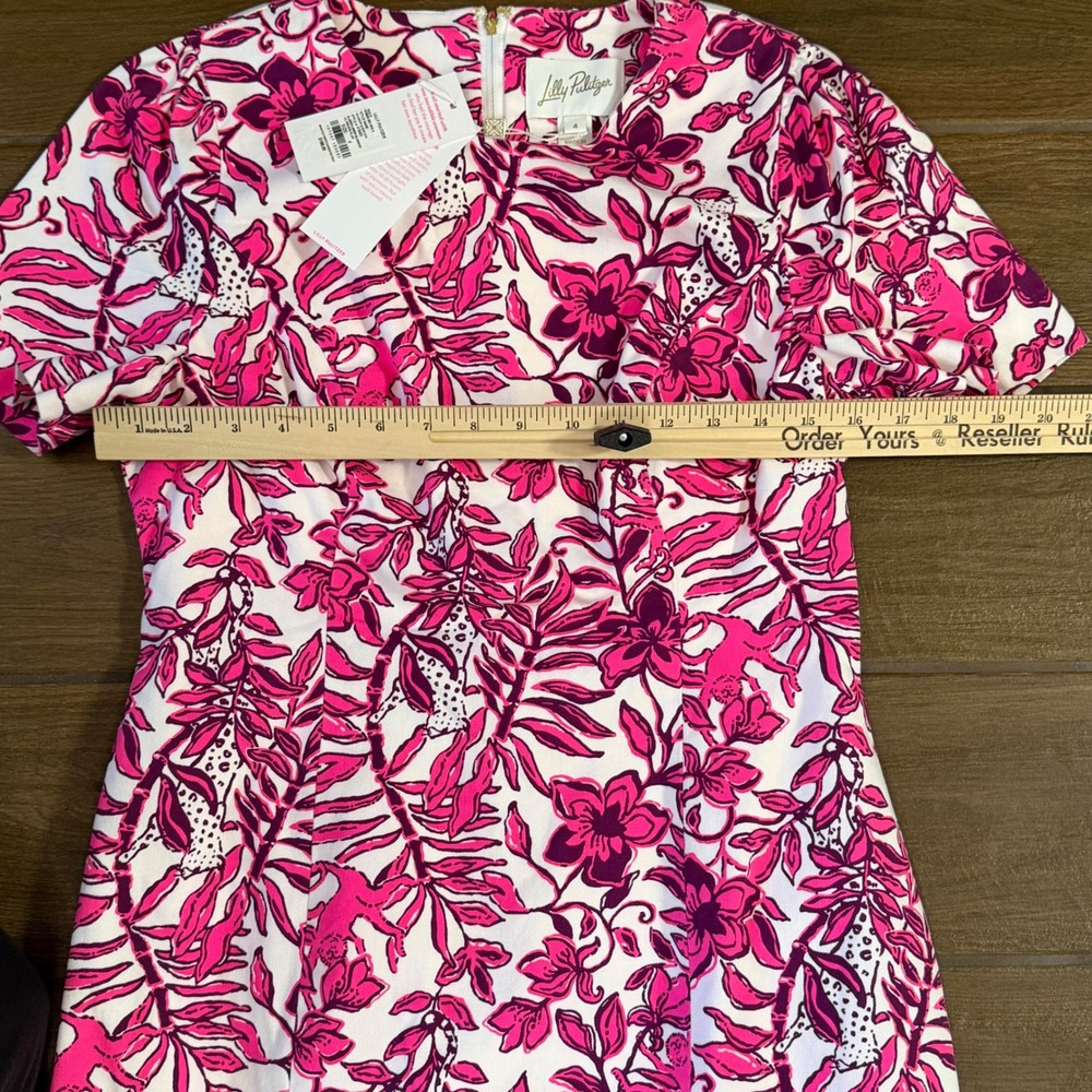 Lilly Pulitzer Isla Short Sleeve Shift Dress Elderflower Blossom Pink Purple 4 - Picture 5 of 10